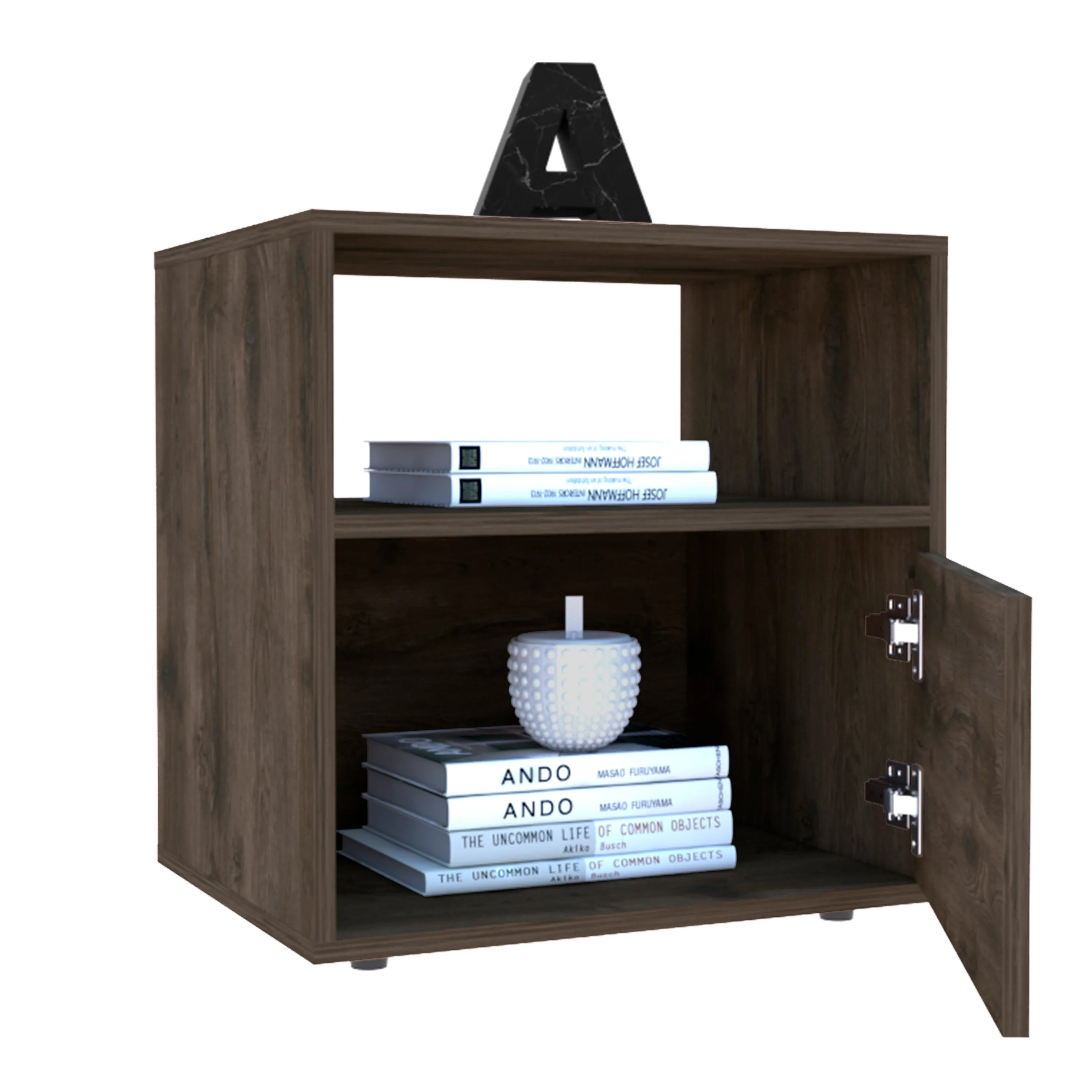 Nightstand Forum with Open Shelf Dark Brown/Black