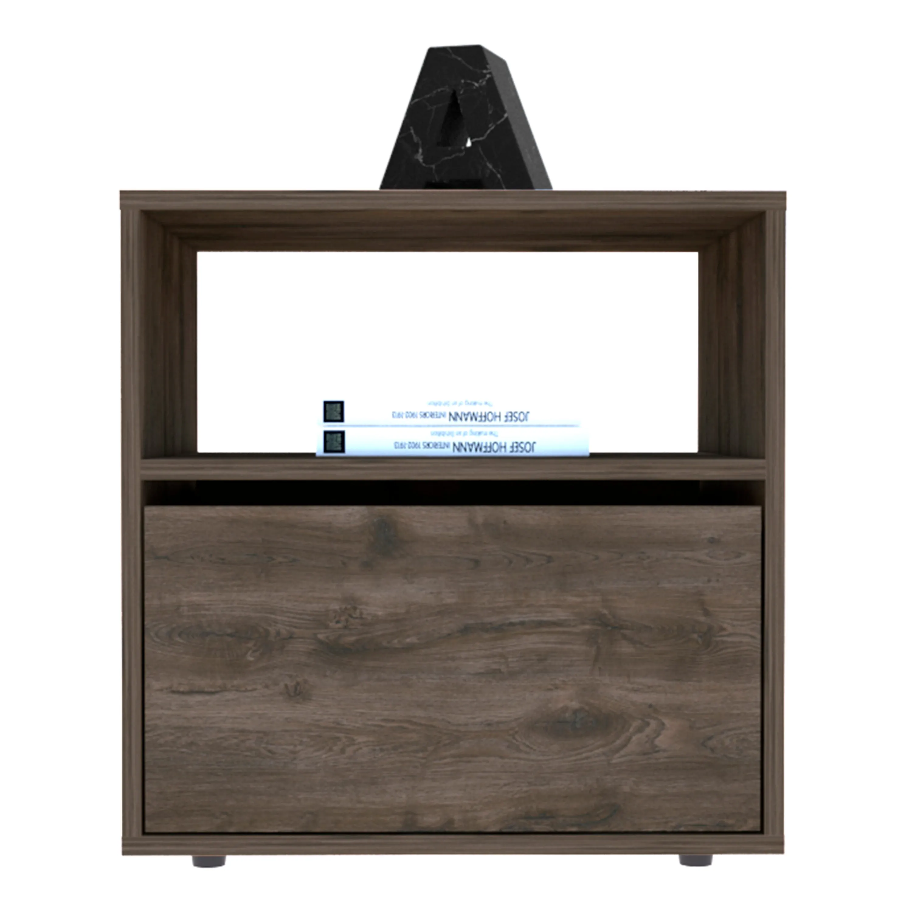 Nightstand Forum with Open Shelf Dark Brown/Black