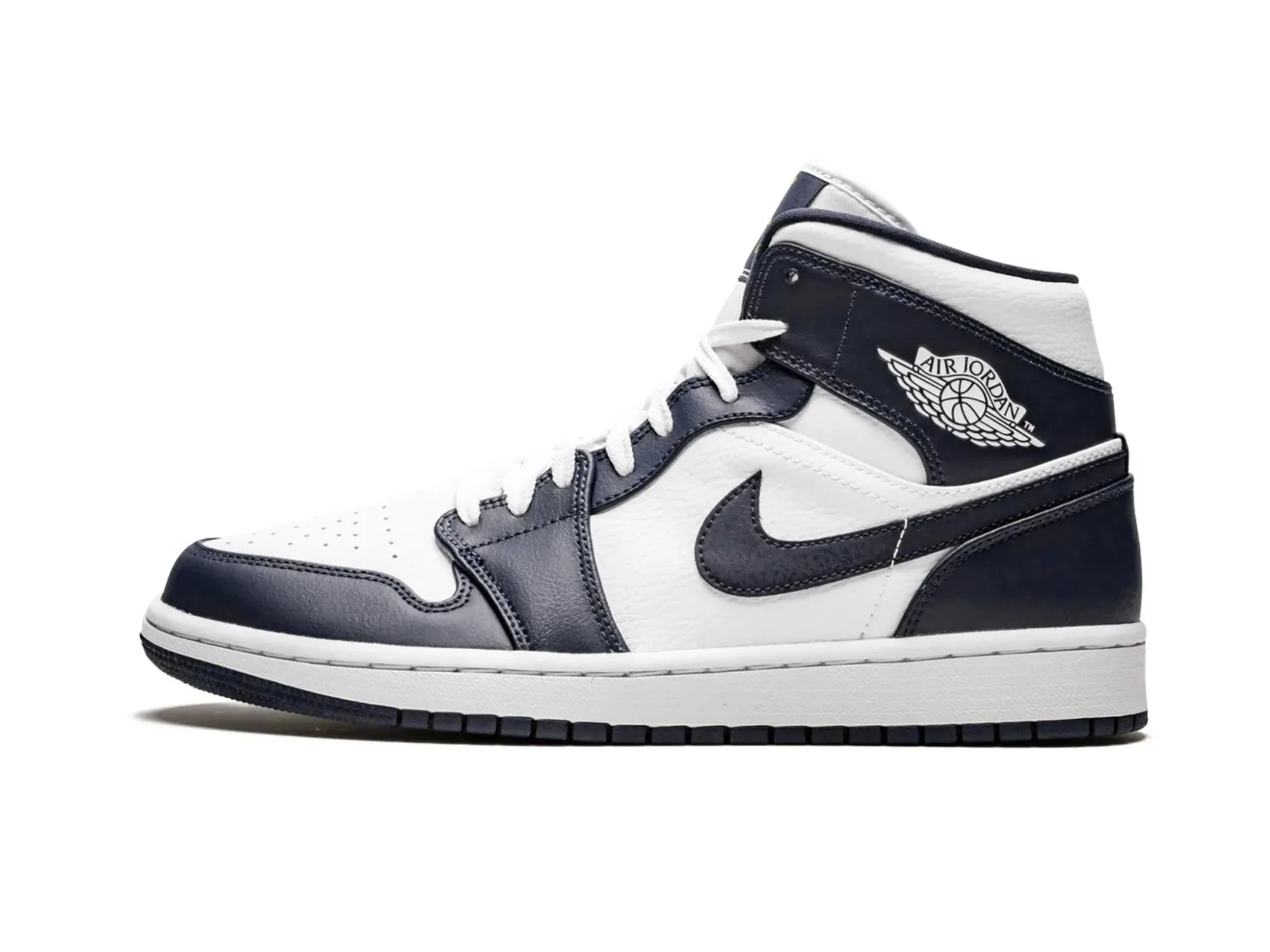 Nike Air Jordan 1 Mid "White Metallic Gold Obsidian"