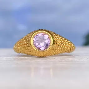 Nubia Round Lavender Amethyst Yellow Gold Ring Size 7US