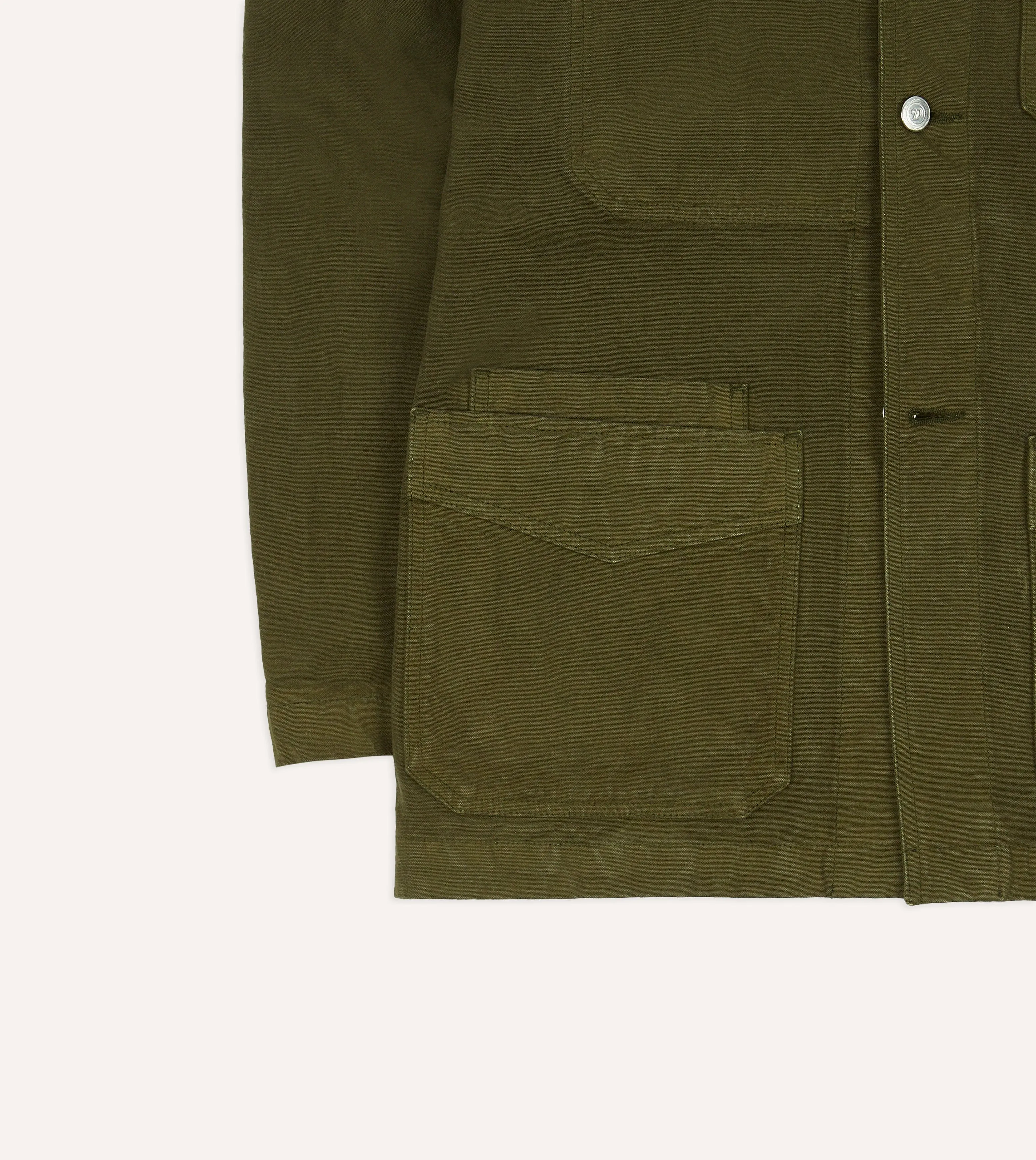 Olive Cotton Duck Canvas Five-Pocket Chore Jacket