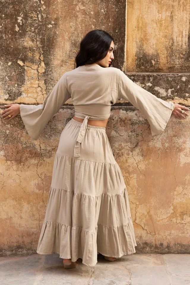 Ona Gypsy Ruffle Skirt  - Beige