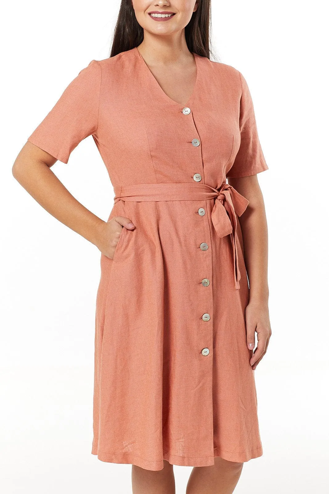 Ophelia Linen Button Up shirt Dress