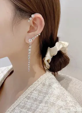 Orecchino Donna Gioiello Earcuff Strass Elegante Casual Acciaio