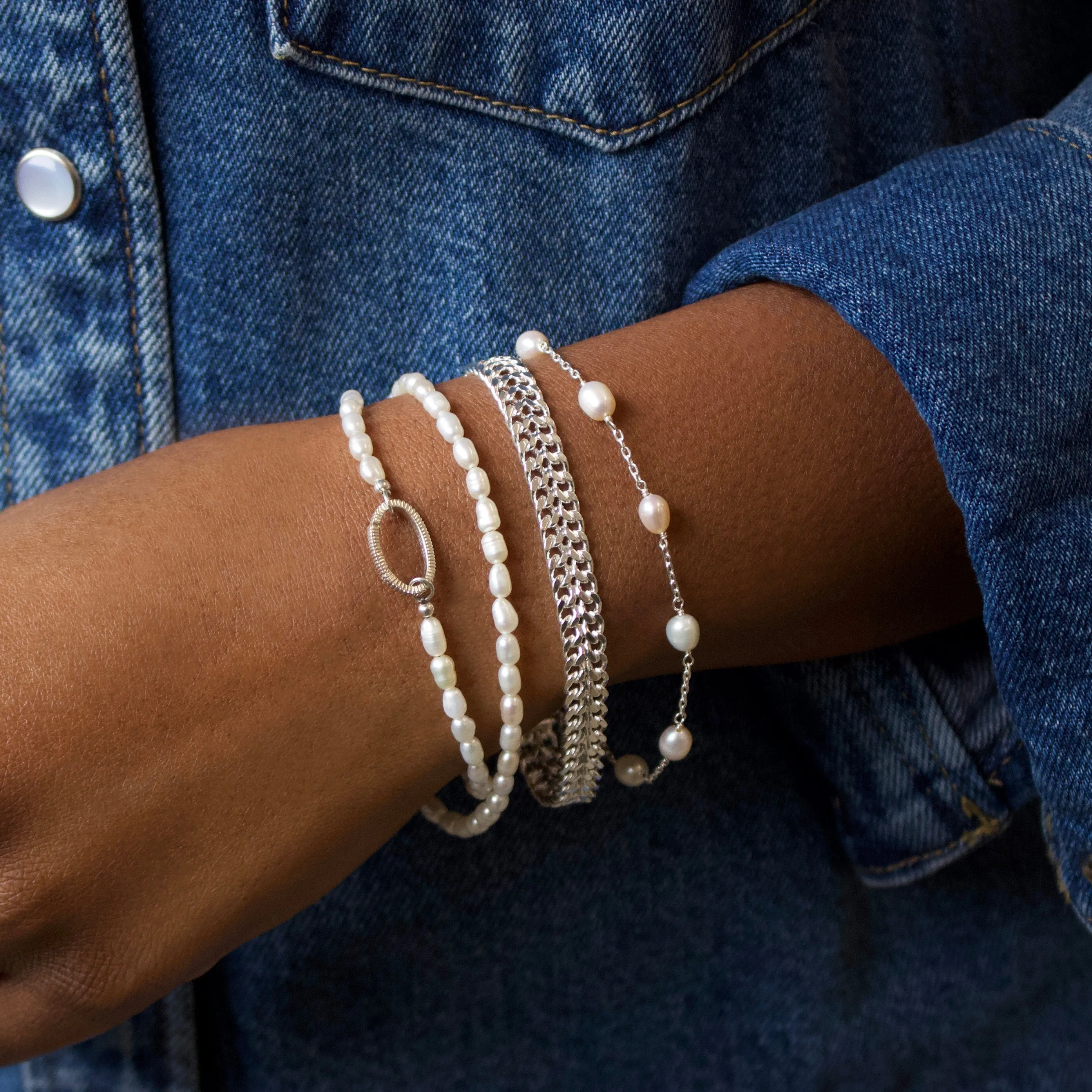 Organic Pearl Infinity Bracelet