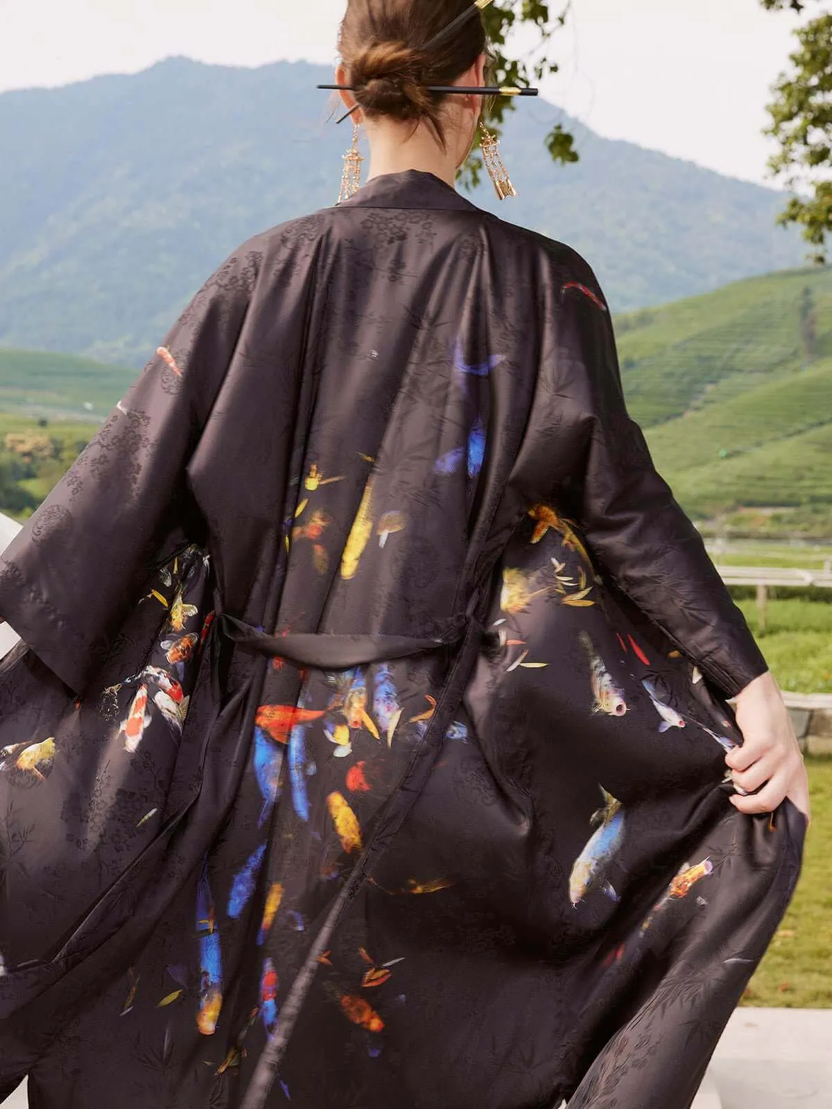 Oriental Koifish Kimono Robe