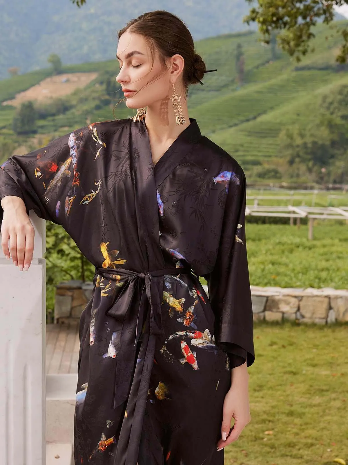 Oriental Koifish Kimono Robe