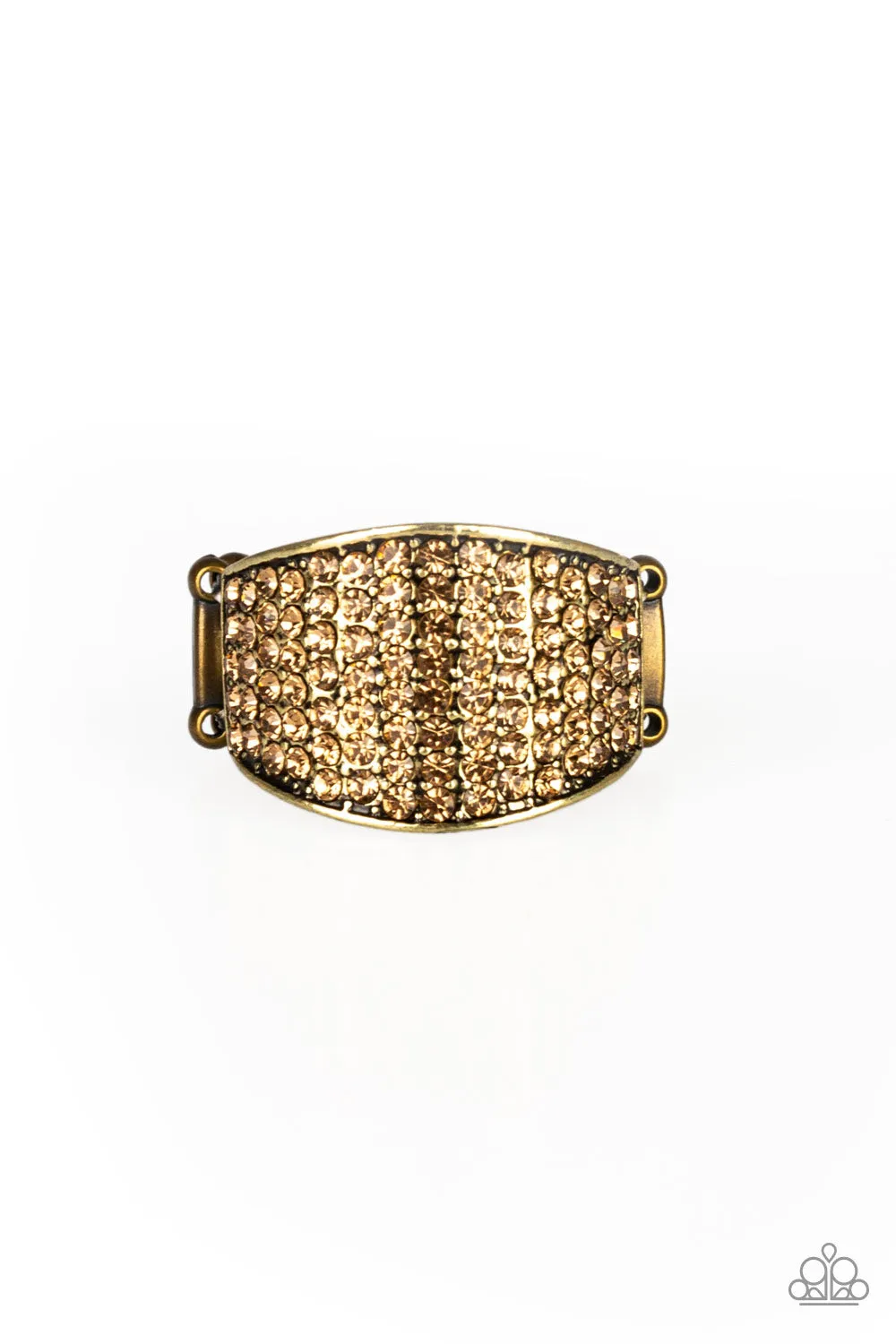 Paparazzi Kaboom - Brass and Topaz Rhinestone Ring