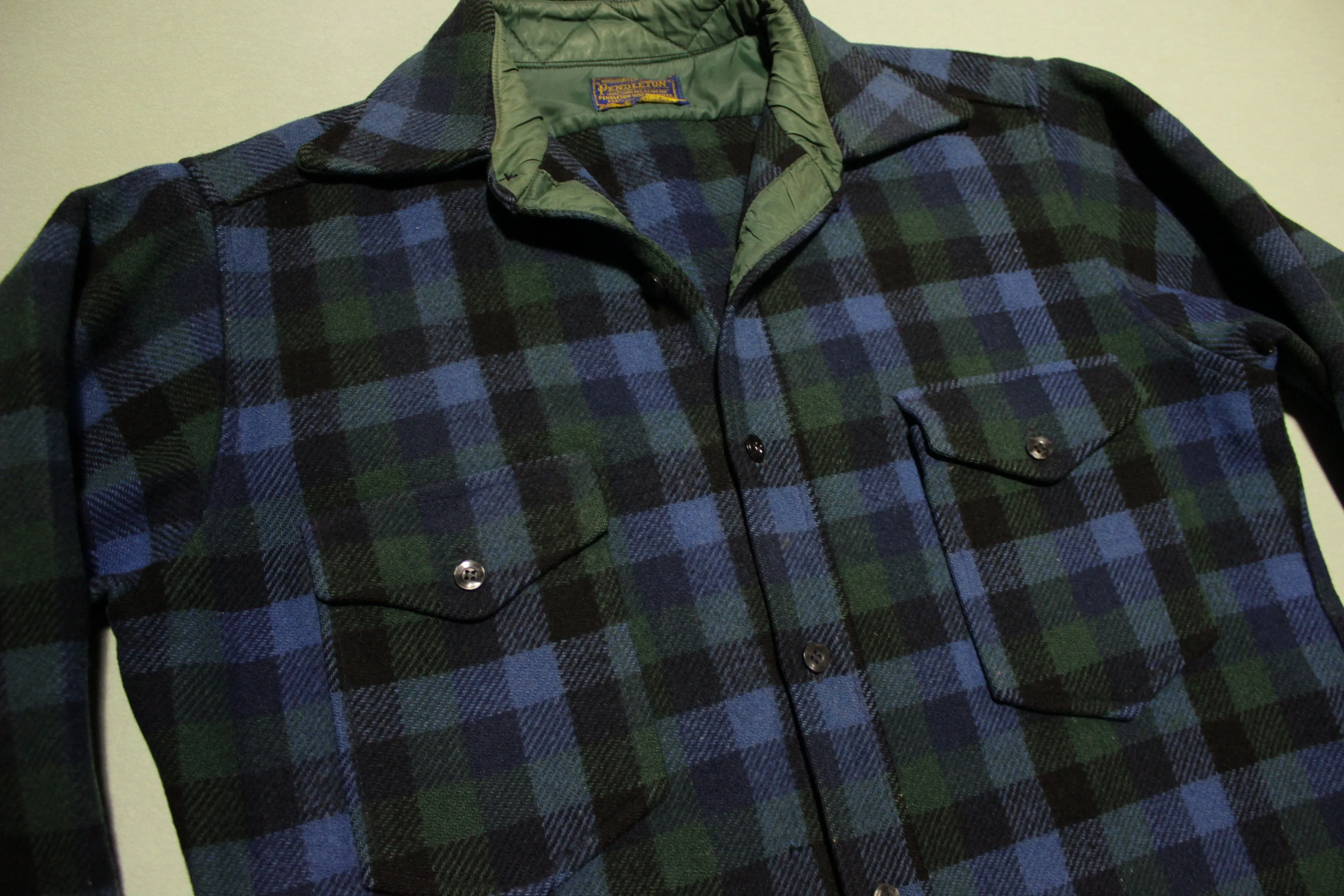 Pendleton Vintage Virgin Wool Thick Heavy Flannel Plaid Shirt Jacket / Coat