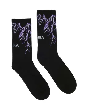 Phobia Black stocking with purple lightning PHA00056CZ one size 