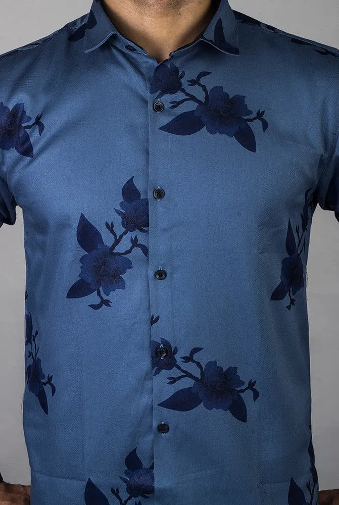 Printed Shirts for Men - Blue Twill Print - Buy Now