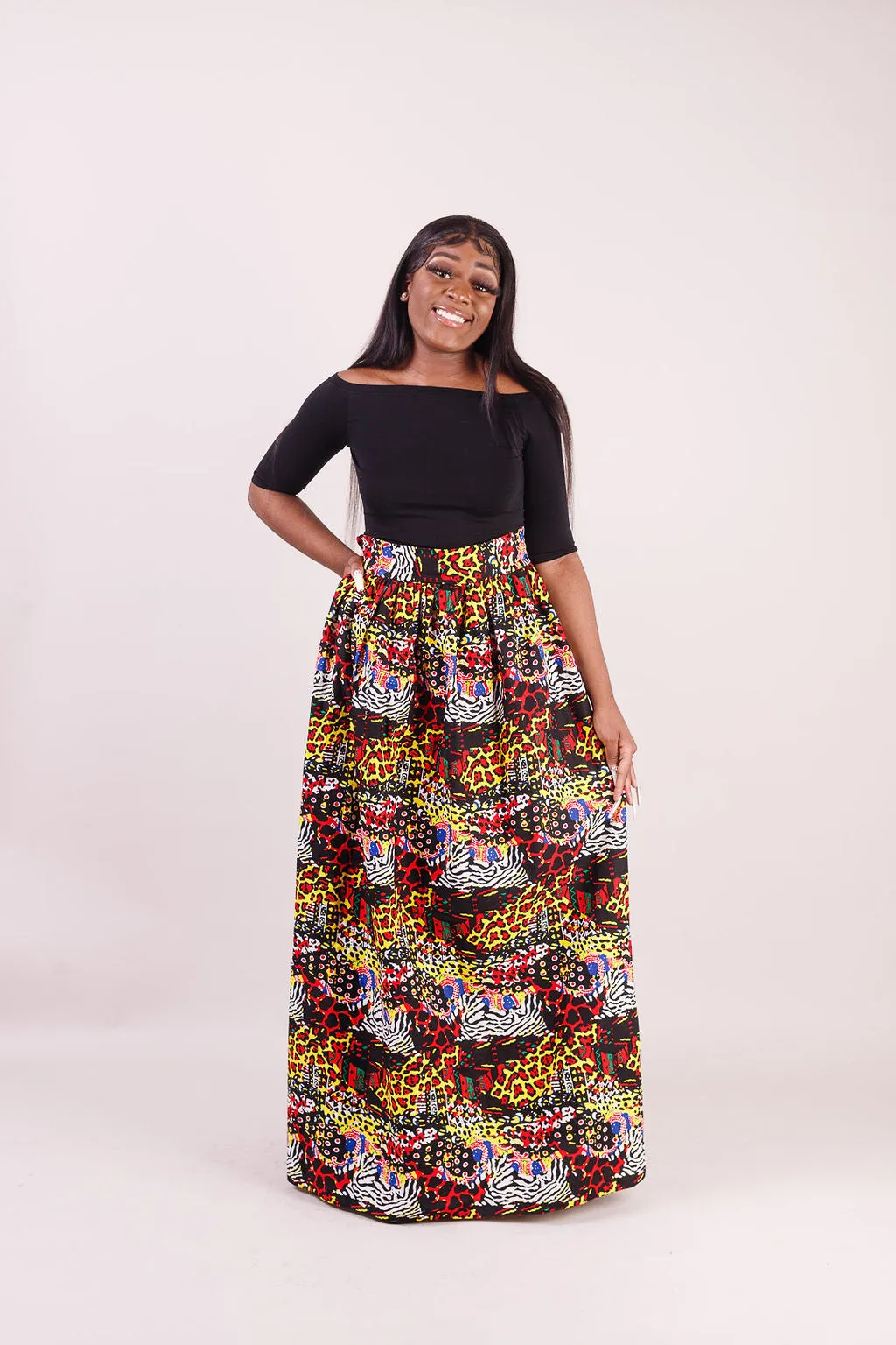 REBECCA African Print Maxi Skirt