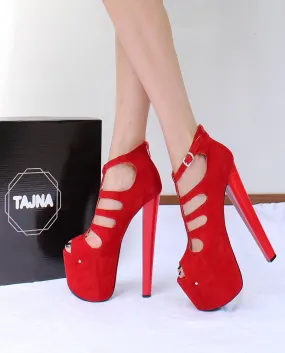 Red Cage Platforms Pole Shoes