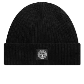 Ribbed Geelong Wool Beanie - Black