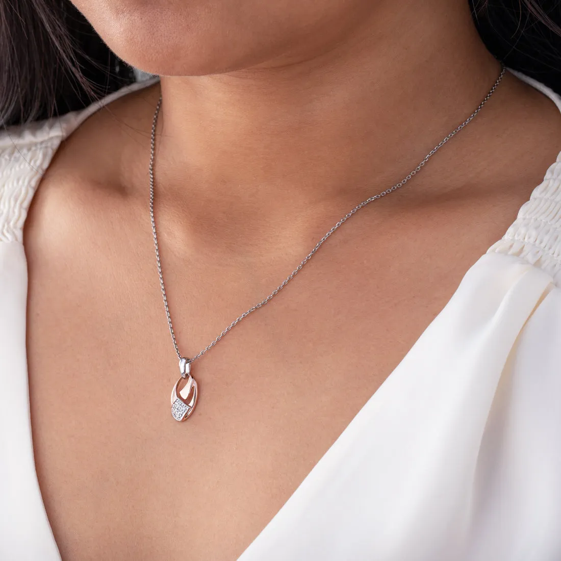 Rose-Tone Sterling Silver Ellipse Pendant