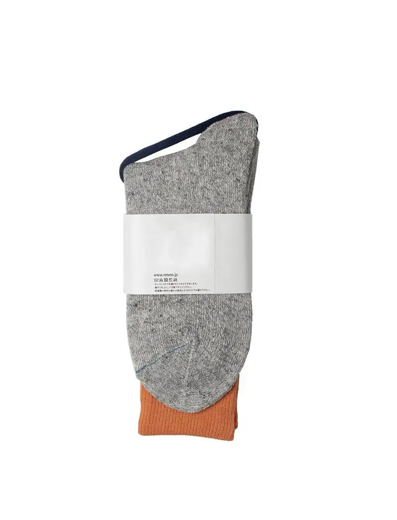 RoToTo Double Face Socks Light Orange / Light Gray