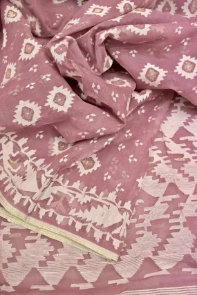 Rusty Pink Color Pure Bangladeshi Jamdani Saree