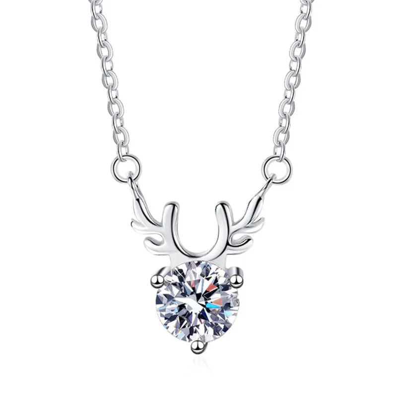 S925 Silver Antler Moissanite Necklace