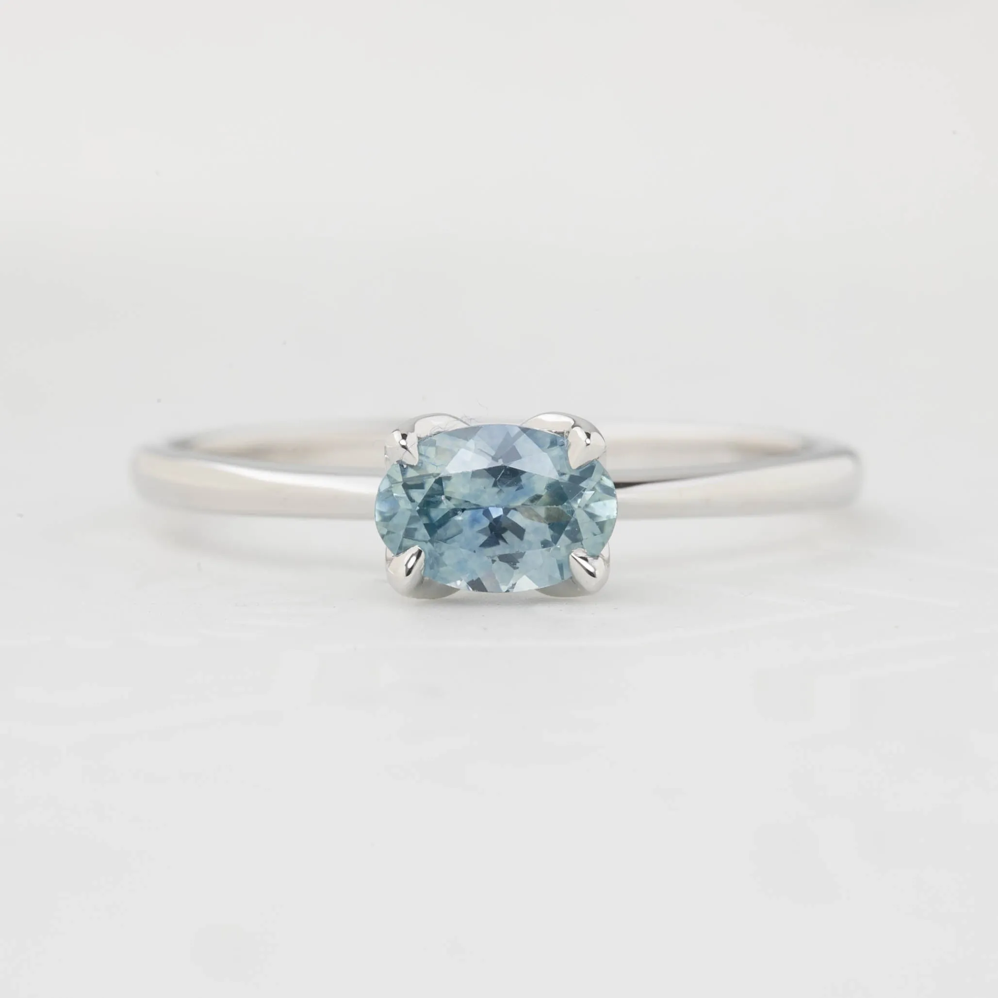 Sara Ring 0.71ct Light Blue East West Montana Sapphire, 14k White Gold (One of a kind)