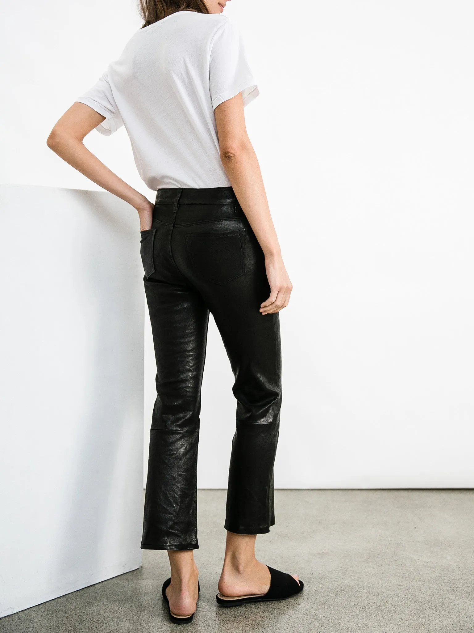 Selena Mid-Rise Crop Bootcut - Leather