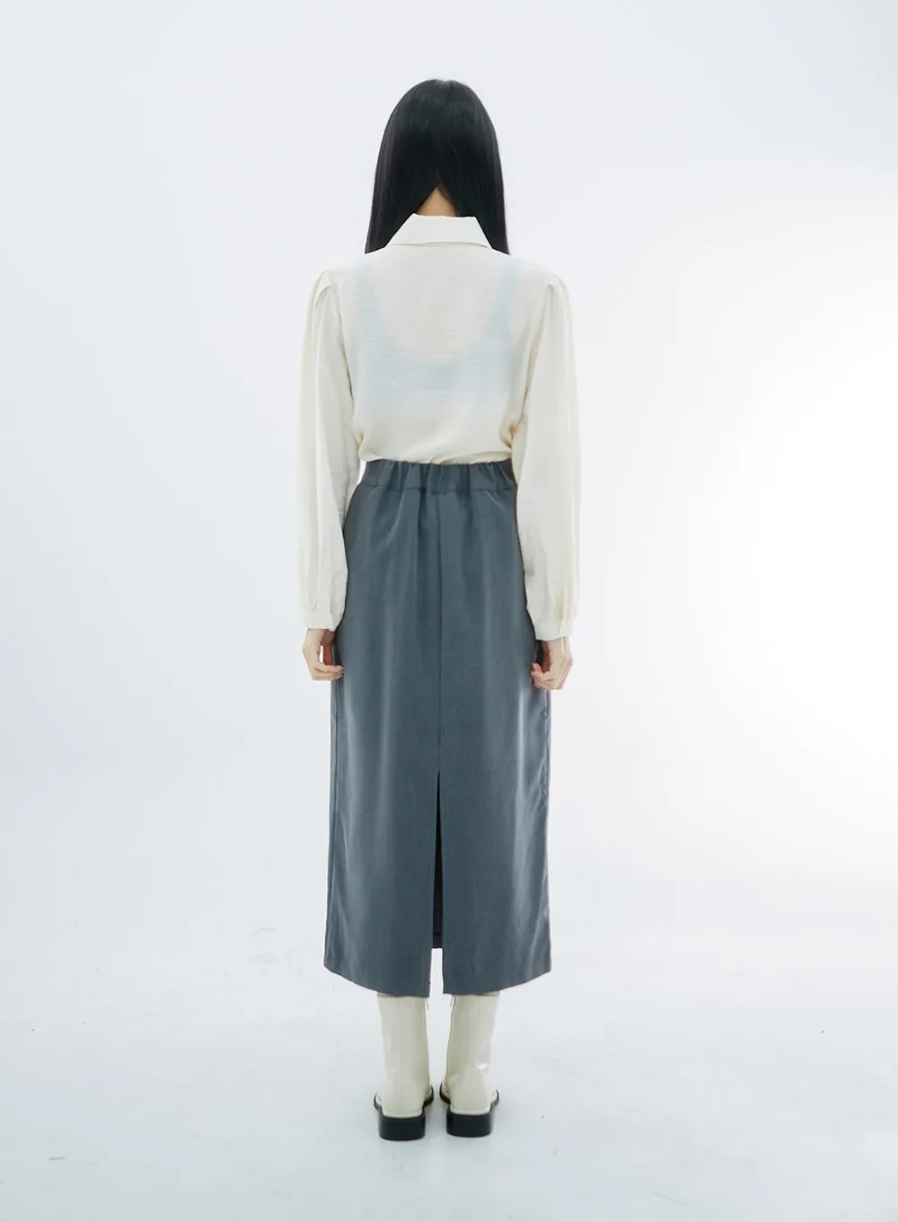 Simple High Waist H-Line Long Skirt OS29