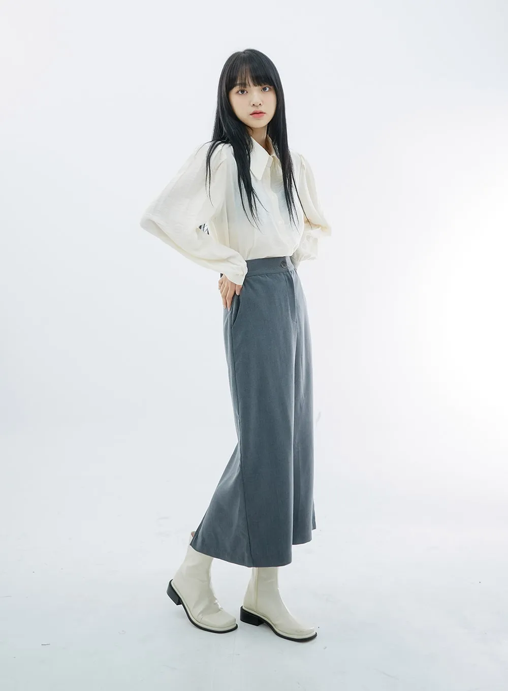 Simple High Waist H-Line Long Skirt OS29