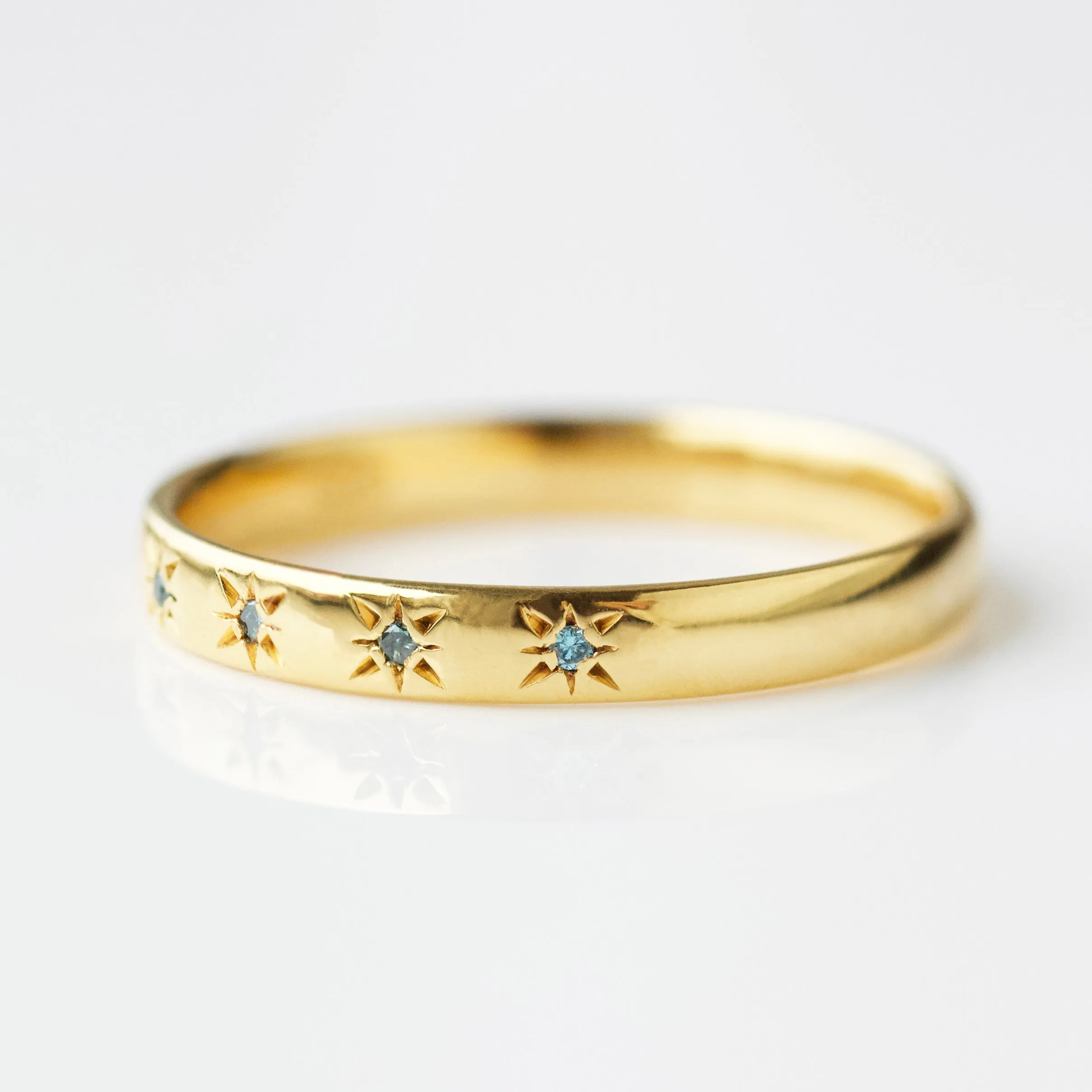 Simple Star Set Blue Diamond Band