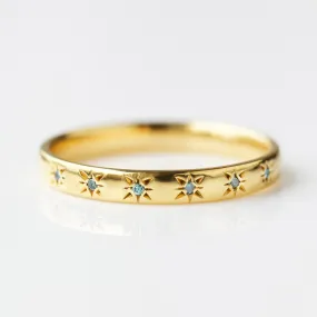 Simple Star Set Blue Diamond Band