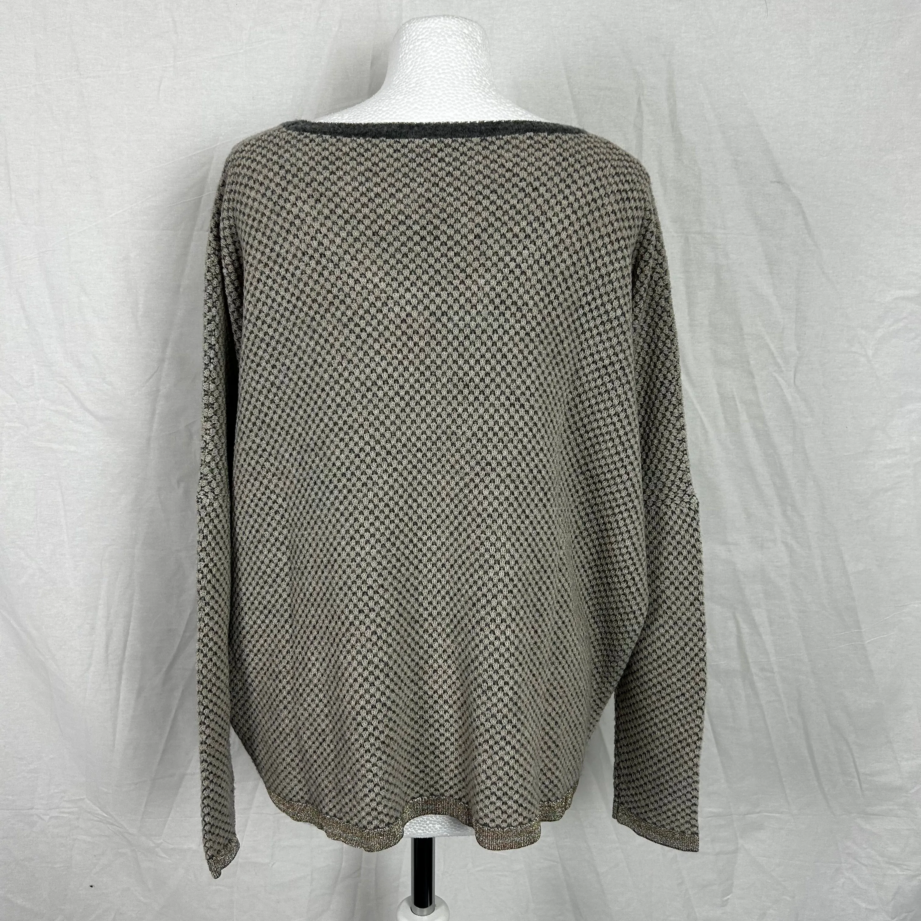 Sita Murt Waffle Knit Cream and Grey Knitted Jumper M