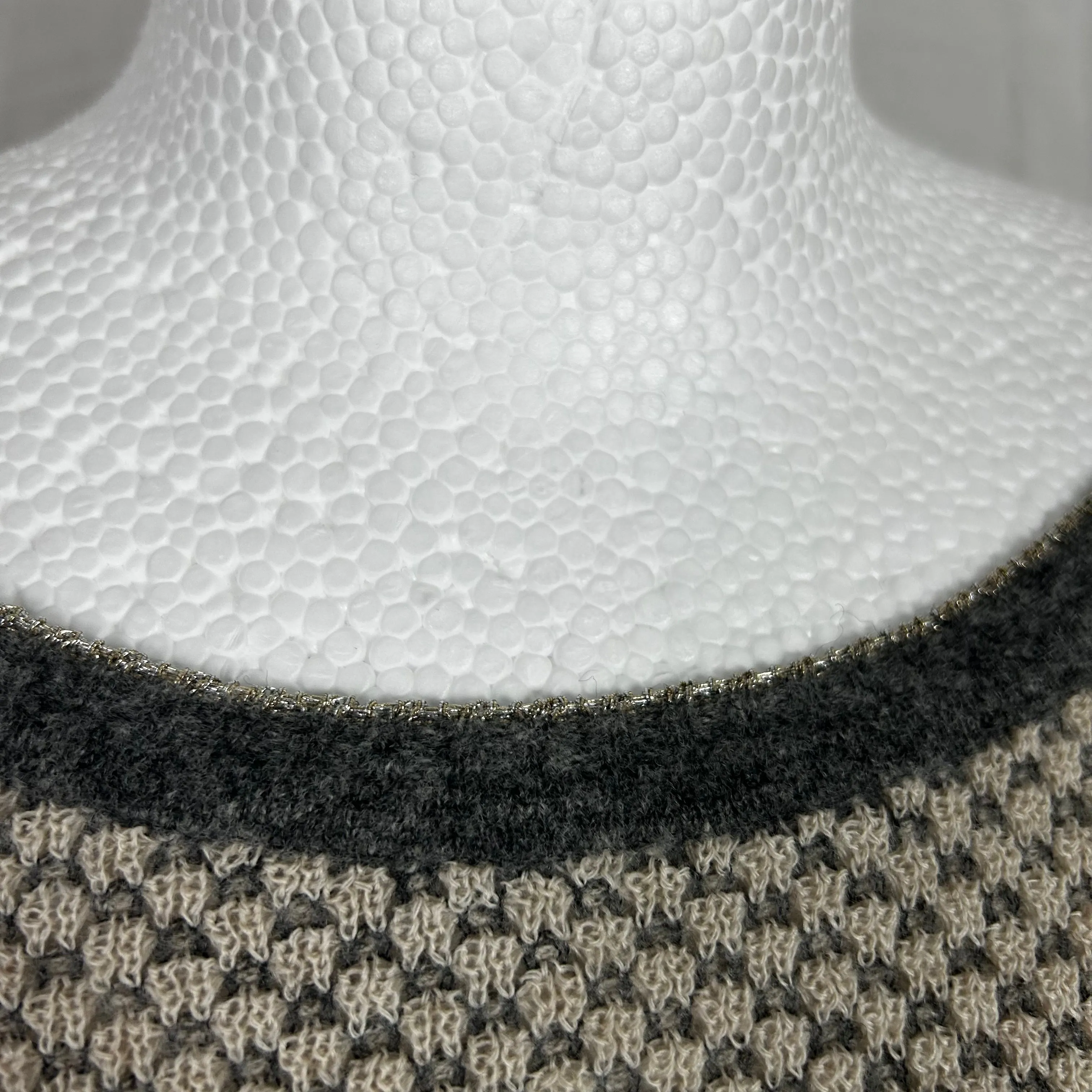 Sita Murt Waffle Knit Cream and Grey Knitted Jumper M