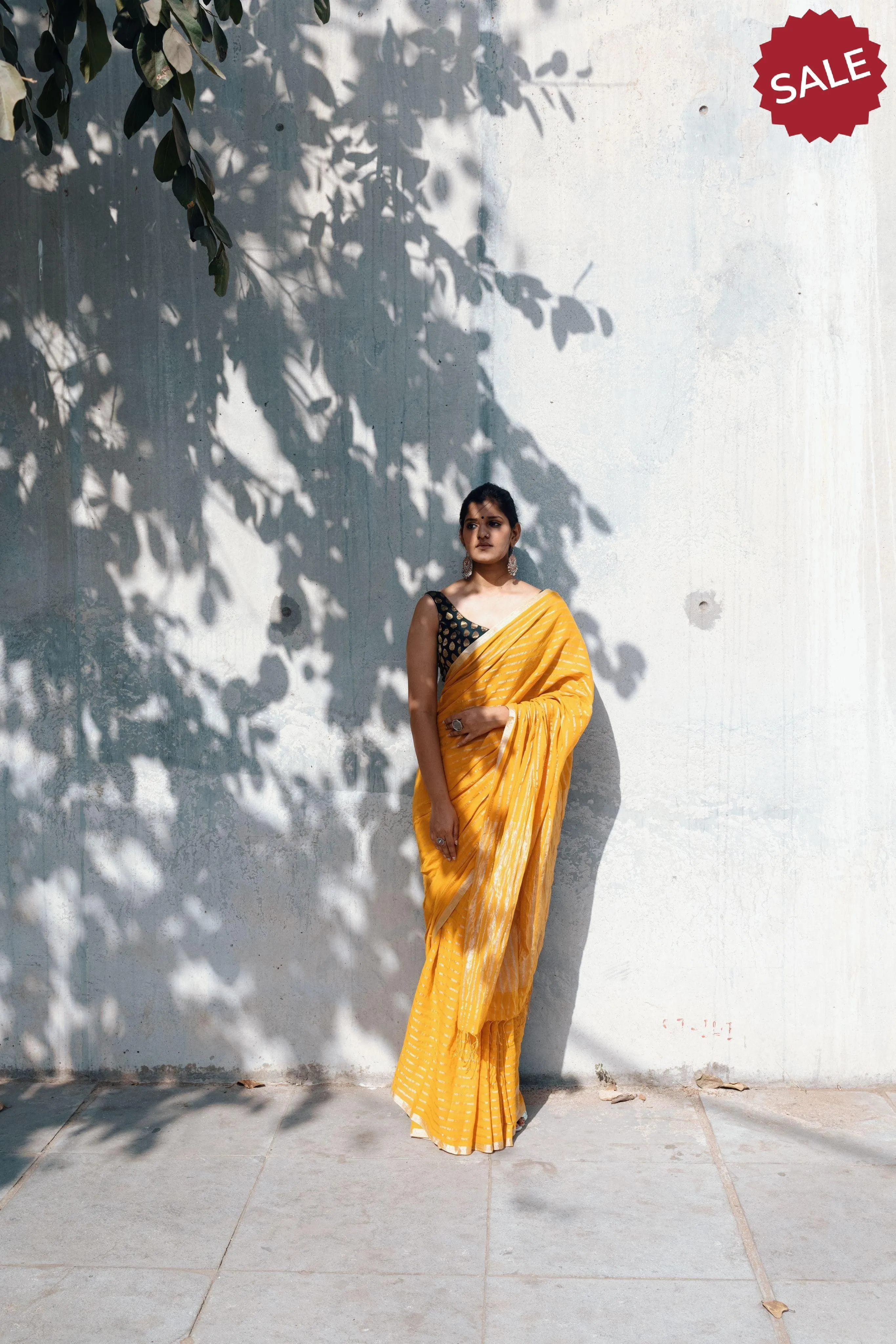 Sitara - Mustard zari by cotton saree