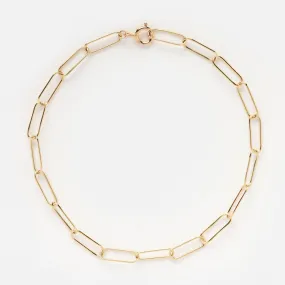 Solid Gold Paperclip Chain Bracelet