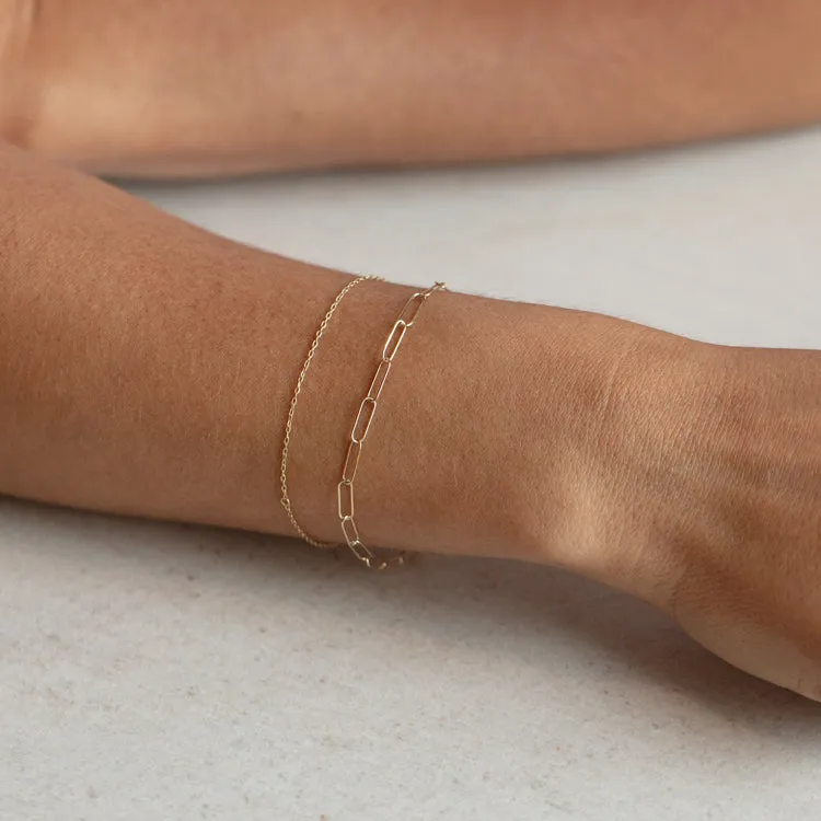 Solid Gold Paperclip Chain Bracelet