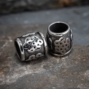 Stainless Steel Beard Bead With Celtic Loop Pattern