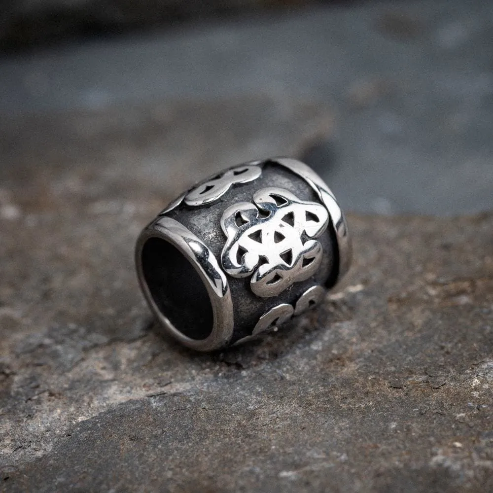 Stainless Steel Beard Bead With Celtic Loop Pattern