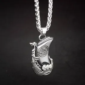 Stainless Steel Longship and Valknut Necklace