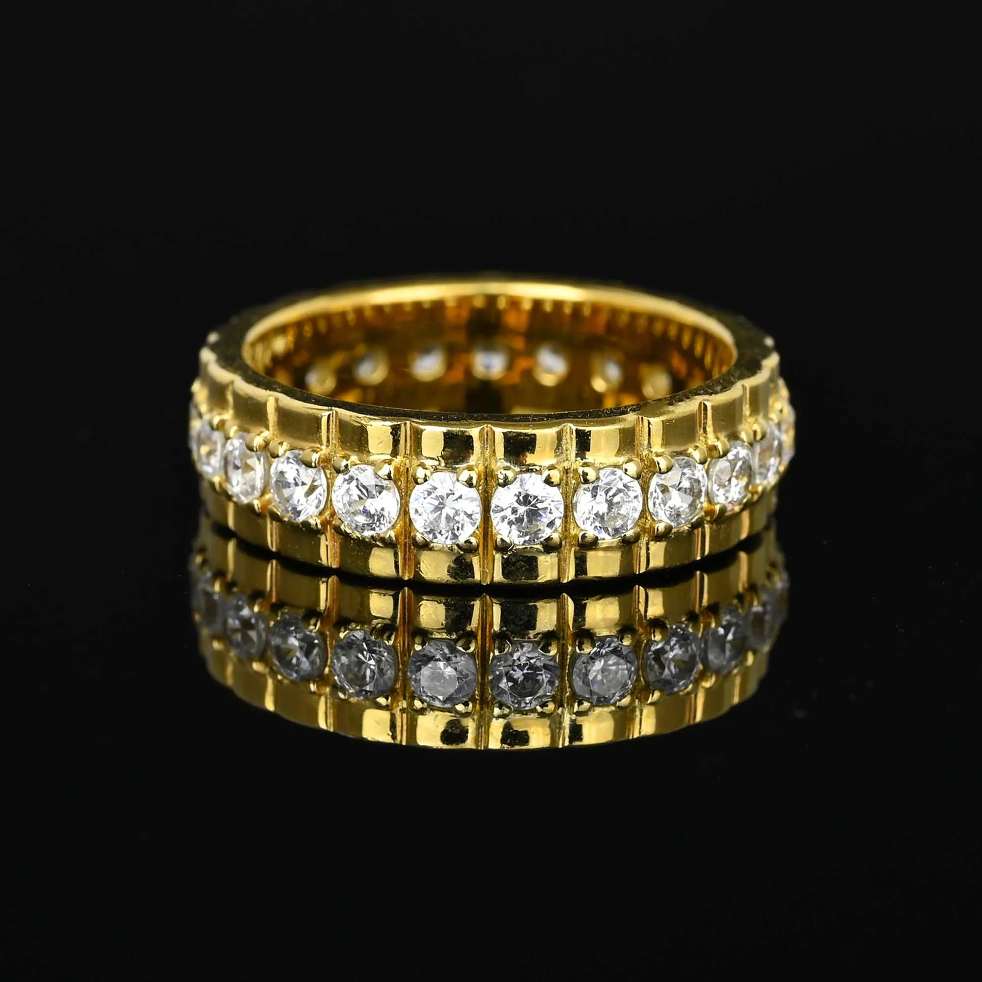 Sterling Silver Gold CZ Eternity Band Ring