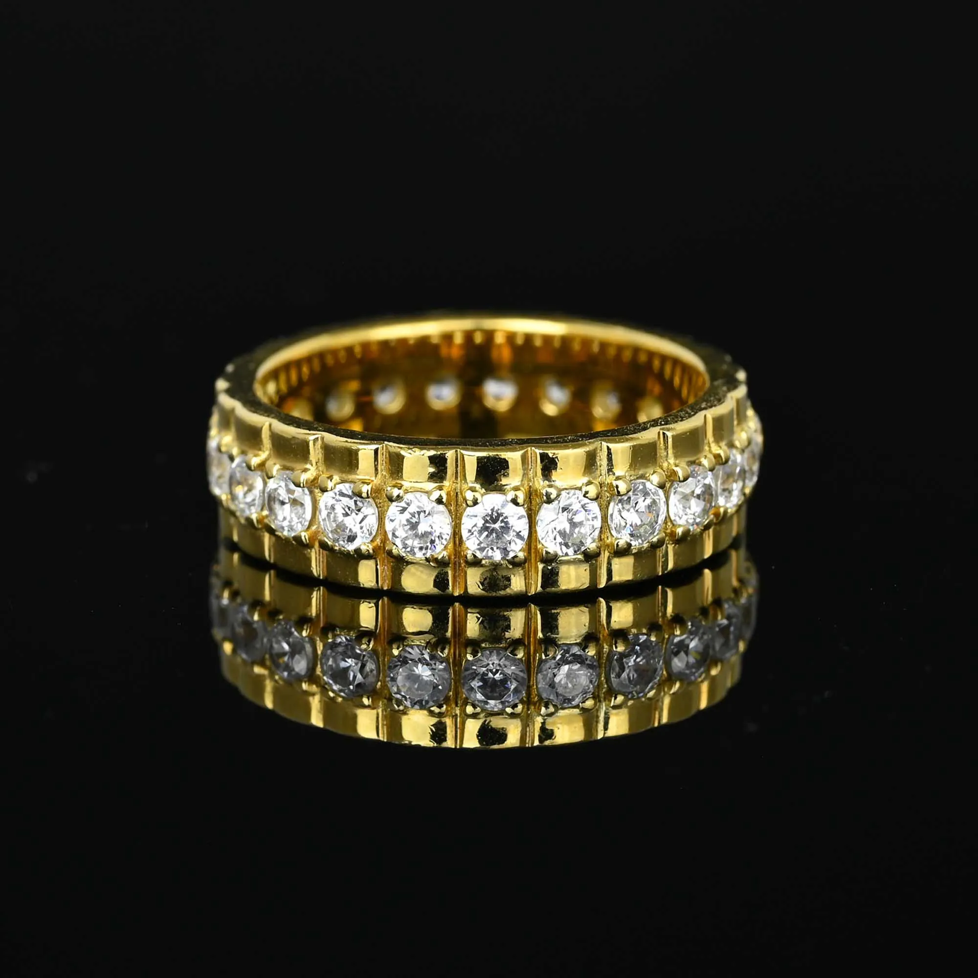 Sterling Silver Gold CZ Eternity Band Ring