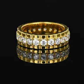 Sterling Silver Gold CZ Eternity Band Ring