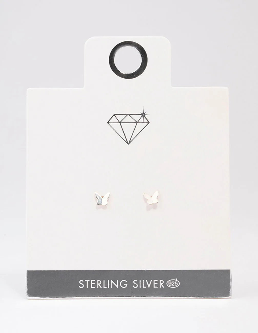 Sterling Silver Solid Butterfly Stud Earrings