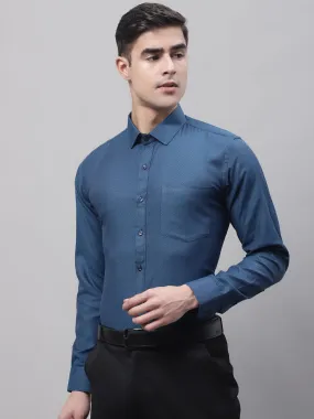 Style Quotient Men Blue Solid Self Design Polycotton Regular Fit Formal  Shirt