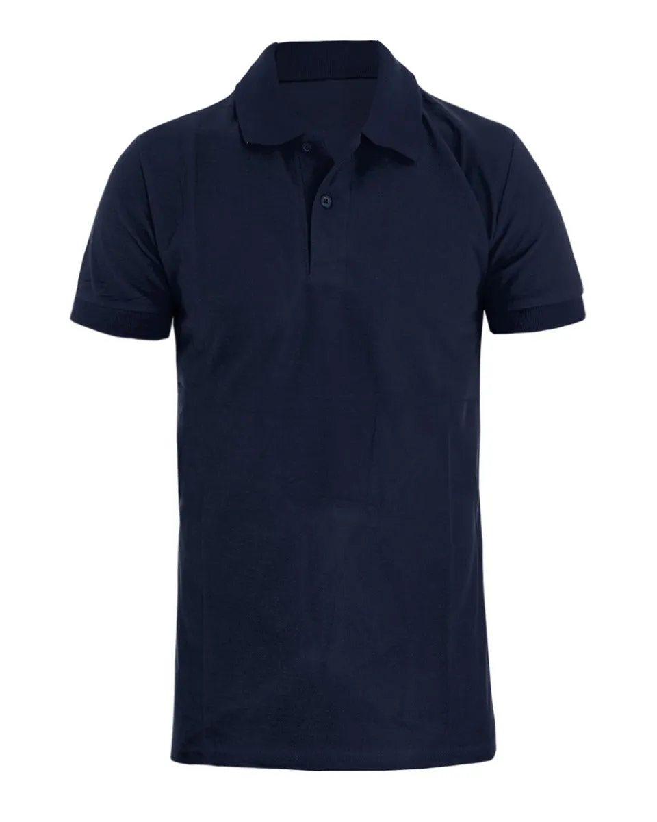 T-shirt Uomo Polo Tinta Unita Blu Manica Corta Colletto Bottoncini Basic Casual GIOSAL-TS2975A