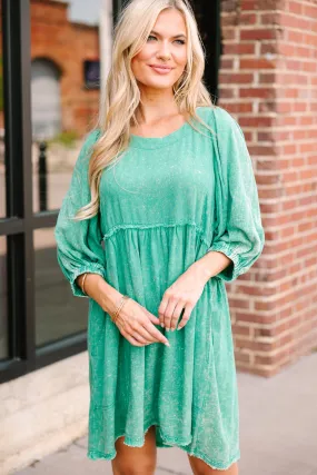 Taking It Easy Green Babydoll Dress