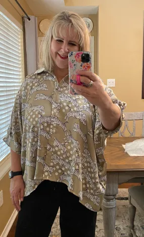 Taupe Animal Print Top