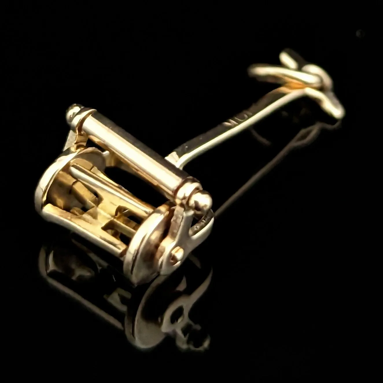 The Cleveland - Vintage Articulated 10k Gold Lawn Mower Charm with Spinning Blades