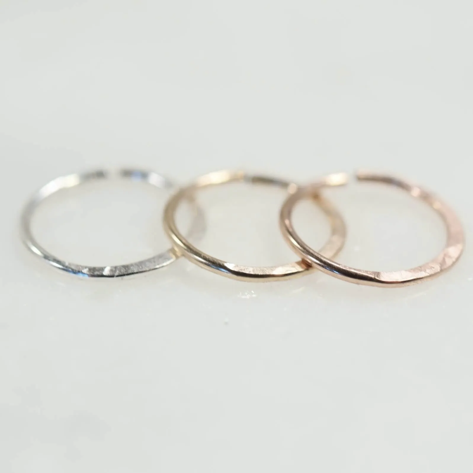 Tiny Tragus Hoop Hammered Endless - Choose Your Metal and Gauge