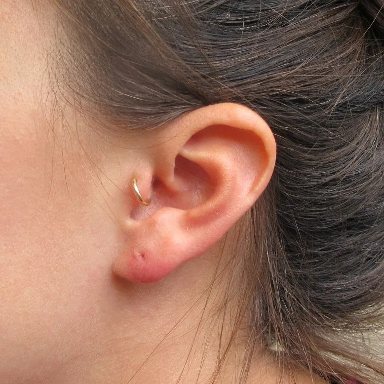 Tiny Tragus Hoop Hammered Endless - Choose Your Metal and Gauge