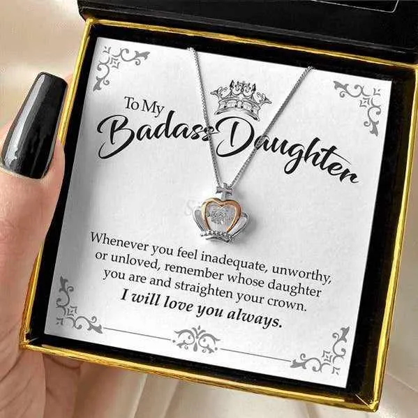 To My Badass Daughter - Luxe Crown Necklace Gift Set