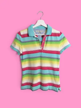 TOMMY HILFIGER Rainbow Stripes Polo T-shirt - size S