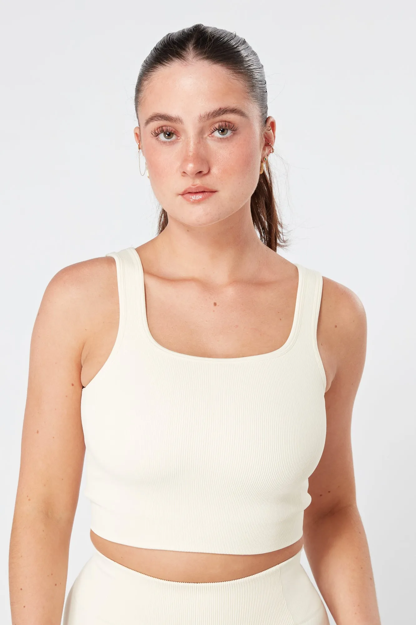 Twill Active Rib Top - CREAM